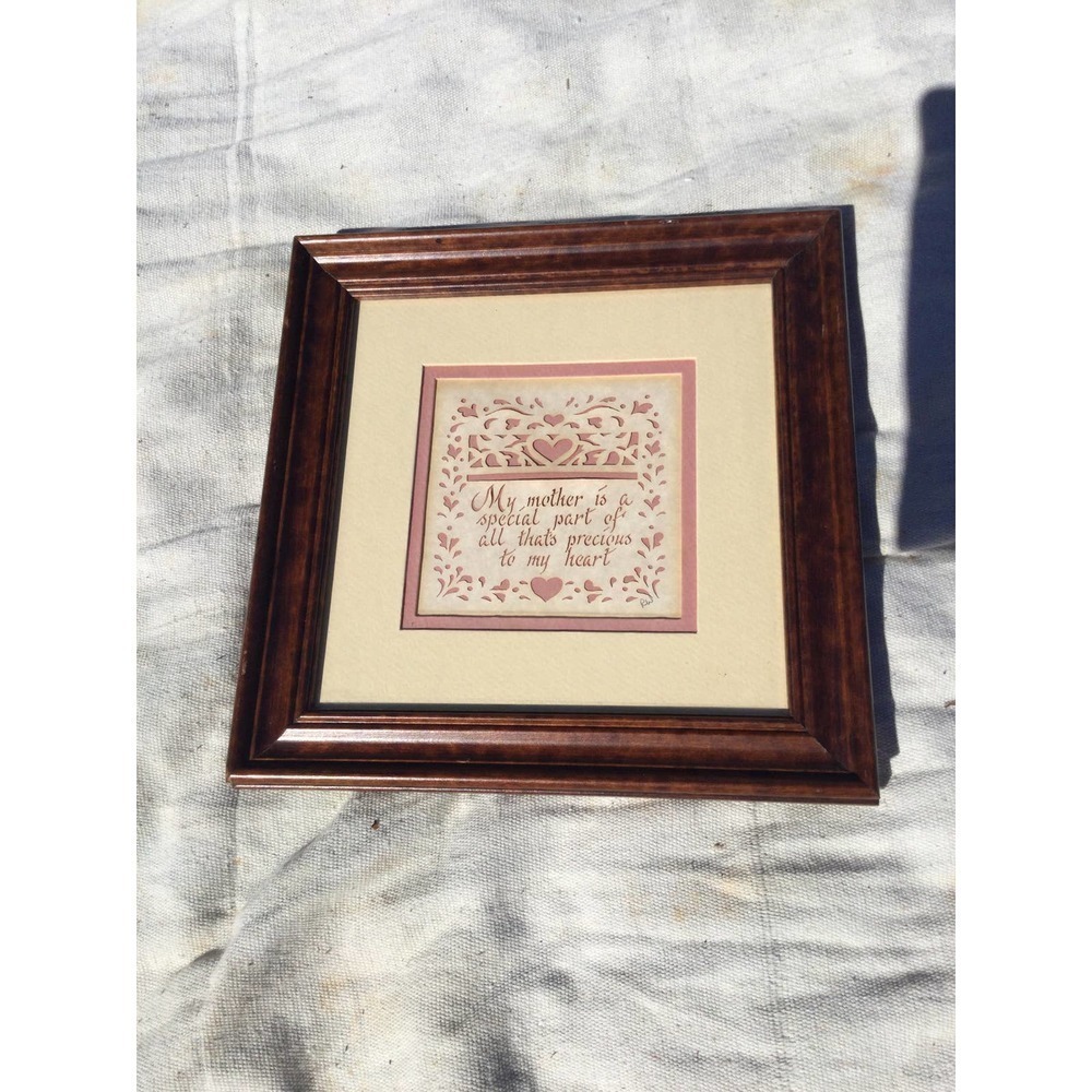 Vtg designs with scissors art framed picture scherenschnitte mother mom 1990 RW